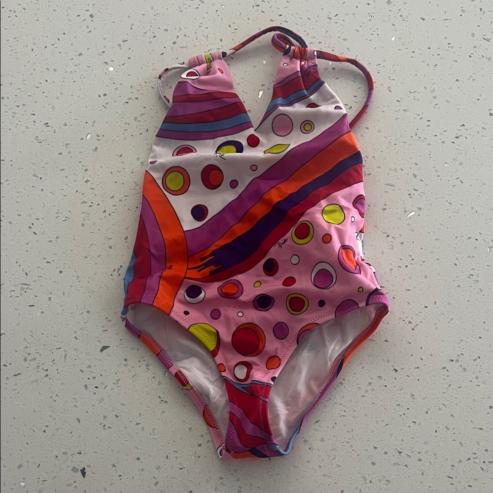 Emilio Pucci Pink Multicolor Graphic One-Piece Swim